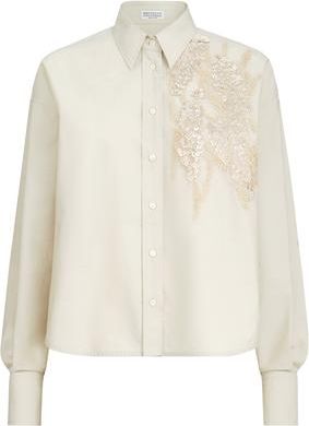Brunello Cucinelli Shirt with dazzling seabed embroidery in Panama at Nordstrom, Size Xx-Small Eu