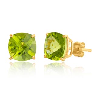 MAX + STONE Sterling Silver or Gold 8mm Cushion Cut Gemstone Birthstone Stud Earrings