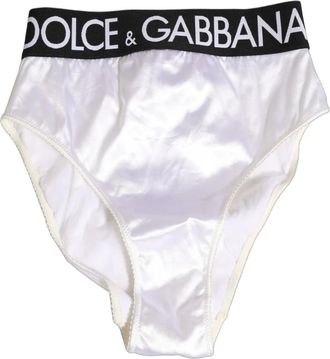 Dolce & Gabbana Ondergoed, Dames, Wit, S, Nylon, Satin High-Waist Brief