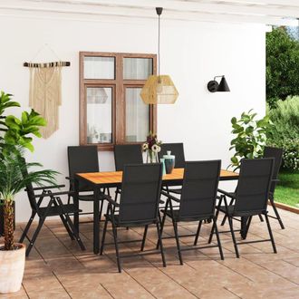 vidaXL Juego De Comedor De Jard&iacute;n 9 Piezas Negro Y Marr&oacute;n Vidaxl