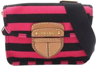 Prada Pre-owned Canapa Righe Schoudertas - Dames - Vintage Schoudertas - Veelkleurig - ONE Size - Leer - Vintage