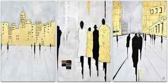 ADM Handgemaltes Design Wandbild Set People in the City 180 x 90 cm