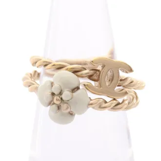 Chanel Gold White Gold Plating Band Ring (Pre-Owned)