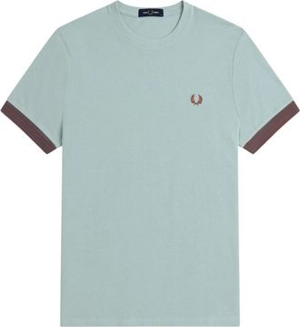 Fred Perry Gestreepte Manchet Ronde Hals T-shirt - Heren - T-shirts - Blauw - S - Katoen - Tops