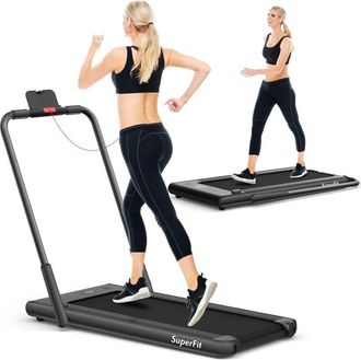 Costway 2 En 1 Cinta De Correr Plegable, Cinta De Correr 1-12.0km/h Con App Y Mando A Distancia, Soporte Para Tel&eacute;fono, Pantalla Led Y Altavoz, M&aacute;quina De Cor