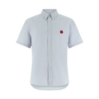 Kenzo Button-down Shirt - Heren - Korte mouwen Overhemden - Blauw - S - Nylon - Overhemden