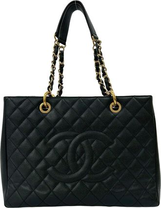 Chanel Black Grained Calfskin Handbag Tote Bag (Pre-Owned)