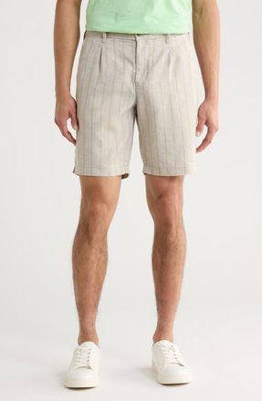 Tommy Bahama Isla Sands Pleated Stripe Linen Blend Shorts in Stone Khaki at Nordstrom, Size Xx-Large