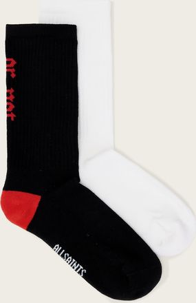 AllSaints Cotton Lucky Or Not 2 Pack Socks, Size: S/M