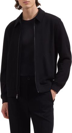 Bugatchi Soft Touch Blouson Knit Jacket in Black at Nordstrom, Size X-Large