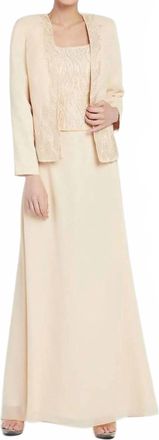 Alyce Paris Beaded Chiffon Sheath Dress In Peach