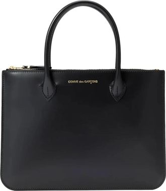 Comme Des Gar&ccedil;ons Zwarte leren Pochette met handvatten - Dames - Handtassen - Zwart - ONE Size - Leer - Tassen