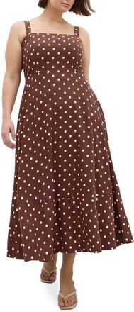 City Chic Collins Print Maxi Dress in Chocolate Spot at Nordstrom, Size Xxxs
