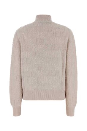 Fendi Womens Powder Pink Stretch Wool Blend Sweater Light Grey Maglieria