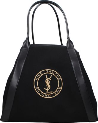 Saint Laurent Rive Gauche Damens Umh&auml;ngetasche aus schwarzem/goldenem Stoff