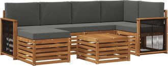 vidaXL Conjunto De Sof&aacute;s De Exterior 6 Uds. Natural Y Antracita Vidaxl