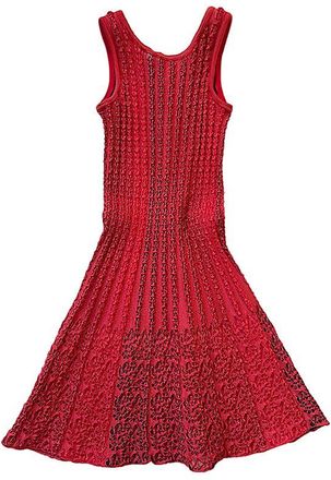 Alaia Red Knitted Skater Dress Size S