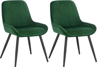 Woltu 2x Sillas De Comedor Silla Ergon&oacute;mica Con Respaldo Silla De Terciopelo En Estructura Metal Sillas Para Dormitorio Sal&oacute;n Comedor Y Cocina Verde Oscuro 