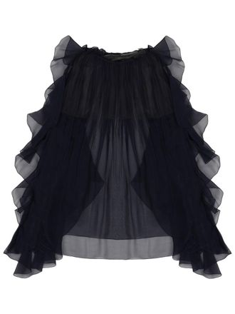 Alberta Ferretti Sheer Black Silk Blouse