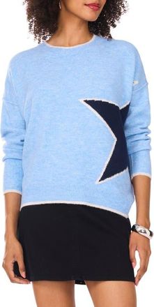 Vince Camuto Star Detail Crewneck Sweater in Waterfall Dusk at Nordstrom, Size Xx-Large