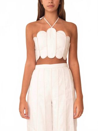 Azulu Lena Scalloped Top In Ivory