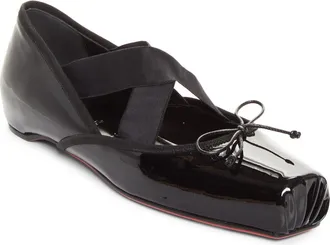 Christian Louboutin Cassiasticina Ballet Flat in Black/black at Nordstrom, Size 38.5