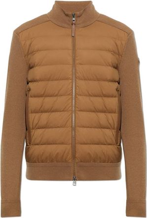 Moncler Cardigan met gewatteerd voorpand - Heren - Vesten - Bruin - M - Wol - Truien & Vesten