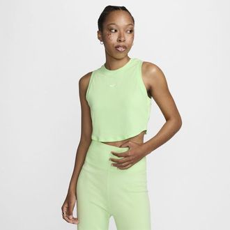 Nike Womens Essential Rib Crop Tank - Sail/Vapor Green Size L