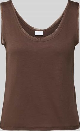 Jake*s Tanktop mit Rundhalsausschnitt und abgerundetem Saum in Dunkelbraun, Gr&ouml;&szlig;e XXL