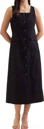 Entro Buttoned Sleeveless Long Dress In Black