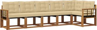 vidaXL Conjunto De Sof&aacute;s De Exterior 6 Uds. Natural Y Beige Vidaxl
