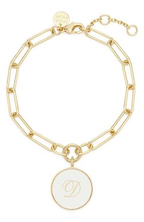 Brook & York Callie Initial Enamel Pendant Bracelet in Gold D at Nordstrom