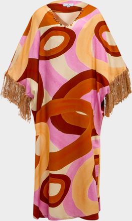 Themis.Z Terra Geometric-Print Fringe Caftan