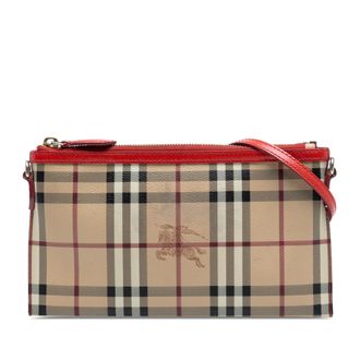 Burberry Tweedehands Haymarket Check Gecoat Canvas Peyton Schoudertas