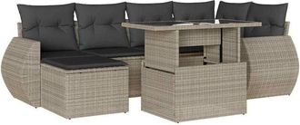 vidaXL Set De Sof&aacute;s De Jard&iacute;n 7 Pzas Con Cojines Rat&aacute;n Pe Gris Claro Vidaxl