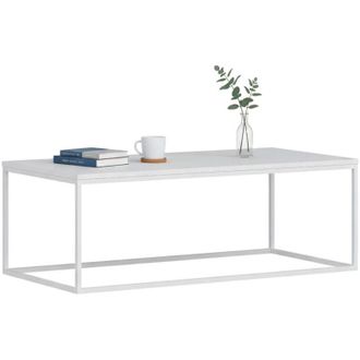 Dmora Tavolino da Salotto Lazise, Forma Rettangolare, Materiale Struttura in Metallo, 60x120x42h cm Bianco