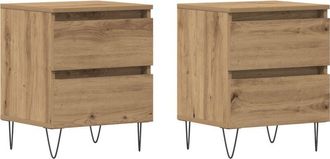 vidaXL Vidaxl - Bedside Cabinet with Drawer 2 pcs Artisan oak 40 x 35 x 50 cm