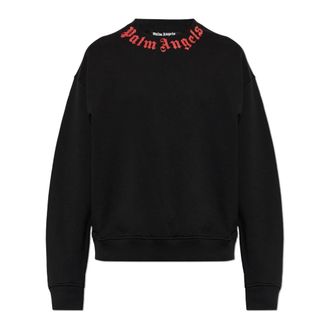 Palm Angels Sweatshirts, male, Black, Size: XL Neck Logo Sweatshirt