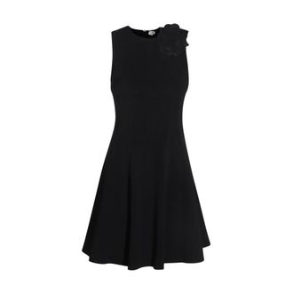 Elisabetta Franchi Black Mini Dress with Round Collar