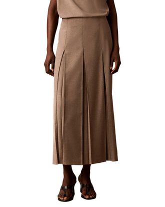 Calvin Klein Side Zip Inverted Pleat Midi Skirt