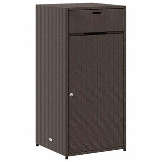 Berkfield Home Garden Storage Cabinet Brown 55x55x111 cm Poly Rattan | Size: 55 x 55 x 111 cm