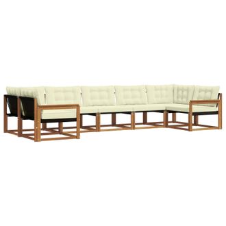 vidaXL Conjunto De Sof&aacute;s De Exterior Con Coj&iacute;n 7 Pcs Natural Y Crema Vidaxl