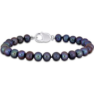 Delmar 8-8.5mm Cultured Freshwater Pearl Bracelet in Black at Nordstrom Rack