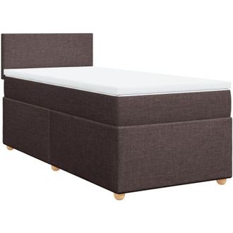 vidaXL Vidaxl - Cama Box Spring Con Colch&oacute;n Tela Marr&oacute;n Oscuro 100x200 Cm