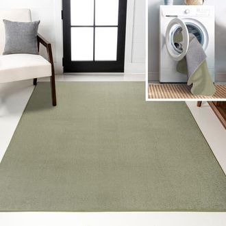 Jonathan Y Designs Twyla Classic Solid Low-Pile Machine-Washable Area Rug in Sage Green at Nordstrom, Size 3Ft 0In X 5Ft 0In