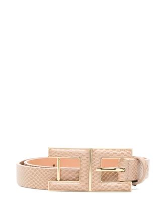 Elisabetta Franchi embossed-effect buckled belt - Neutrals