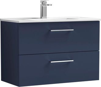 Nuie Nuie - Arno Wall Hung 2-Drawer Vanity Unit with Basin-2 800mm Wide - Midnight Blue