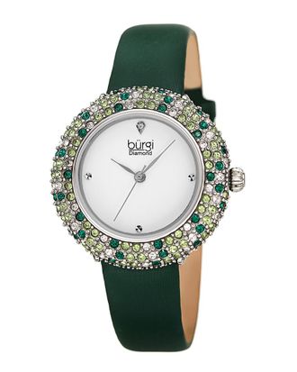 B&uuml;rgi Burgi Womens Satin Over Leather Diamond Watch