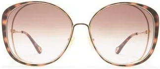 Chlo&eacute; 62mm Round Sunglasses in Gold Gold Brown at Nordstrom Rack