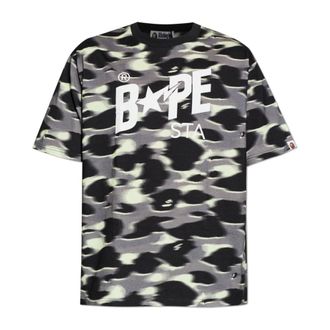 A Bathing Ape T-Shirts, male, Gray, Size: 2XL Screen Camo Sta Tee